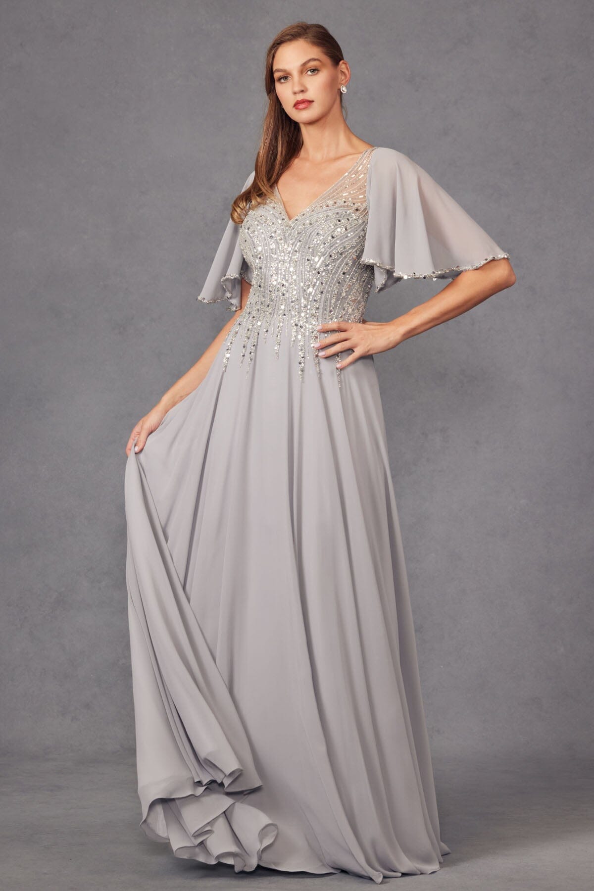 Juliet Silver Long Formal Dresses