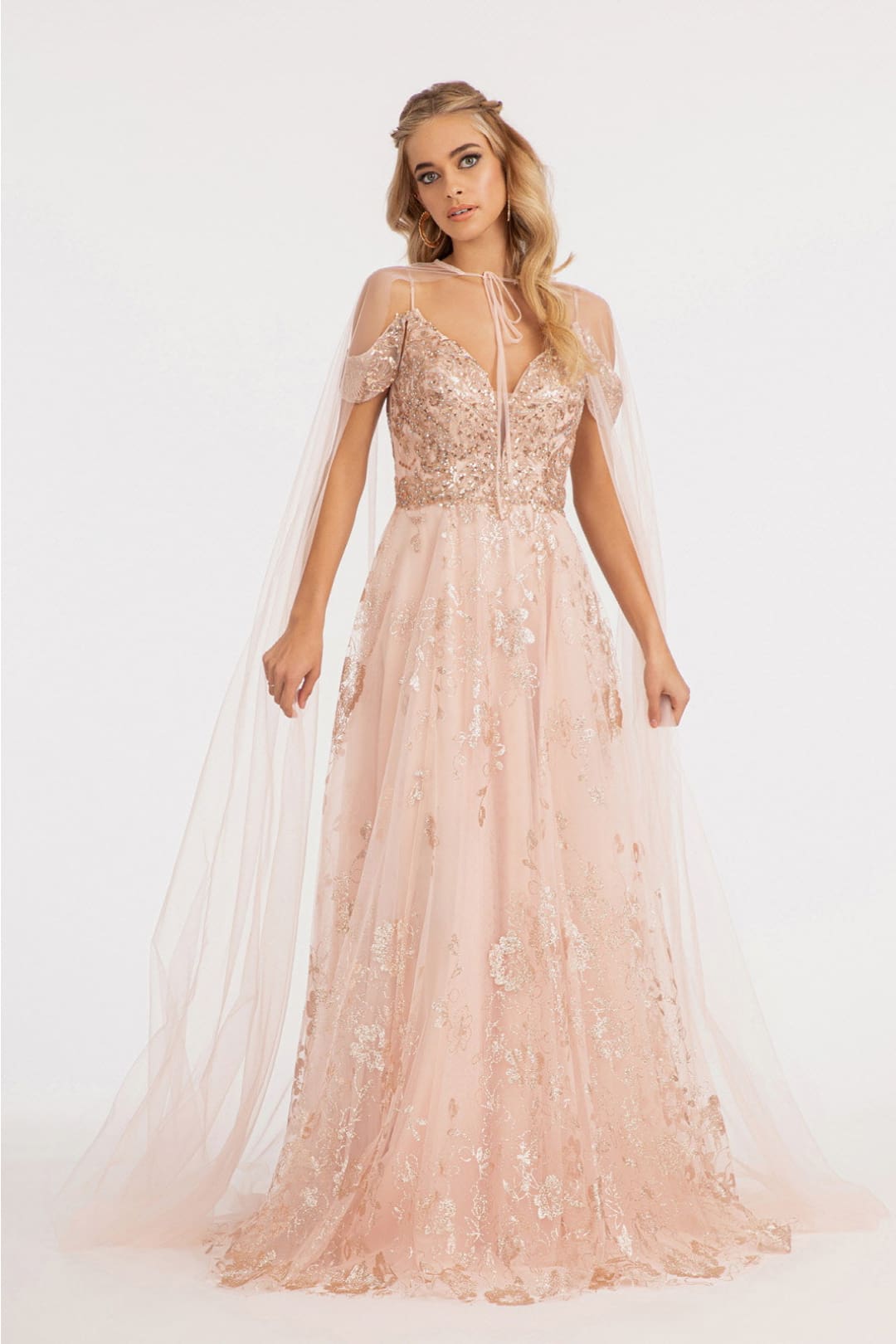 Embellished Cold Shoulder Gown by Elizabeth K GL3070 - Long Formal Dresses