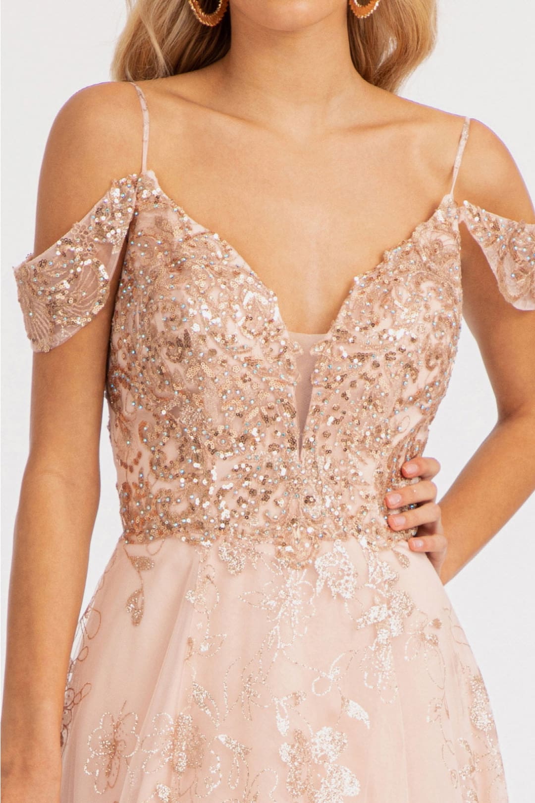 Embellished Cold Shoulder Gown by Elizabeth K GL3070 - Long Formal Dresses