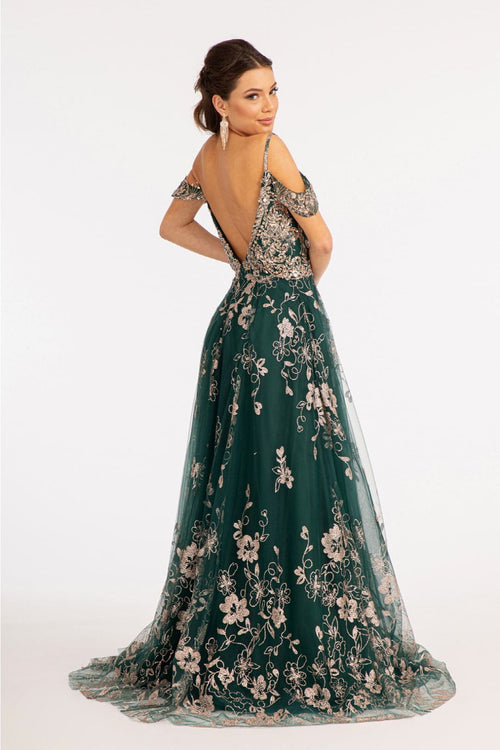 Embellished Cold Shoulder Gown by Elizabeth K GL3070 - Long Formal Dresses