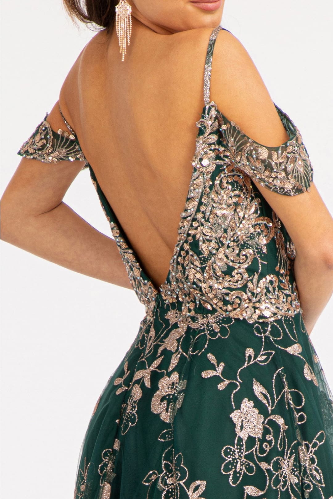 Embellished Cold Shoulder Gown by Elizabeth K GL3070 - Long Formal Dresses