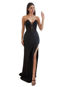 Embellished Corset Formal Gown 2025 Elegant Evening Dress - BLACK / 2 - Dress