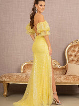 Embellished Fitted Puff Sleeve Gown by GLS Gloria GL3155