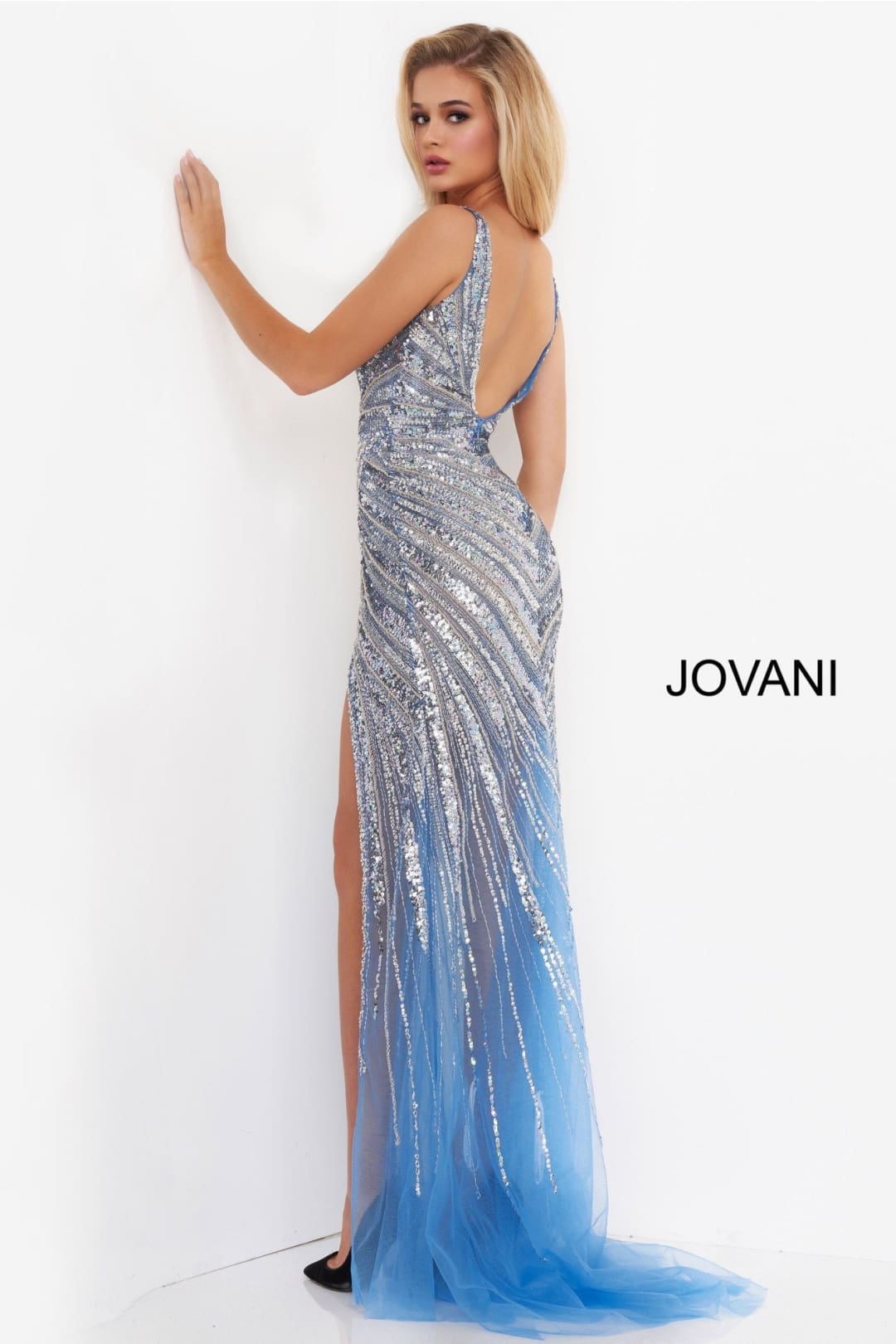 Embellished Fitted V-Neck Slit Gown by Jovani 3686 - Long Formal Dresses