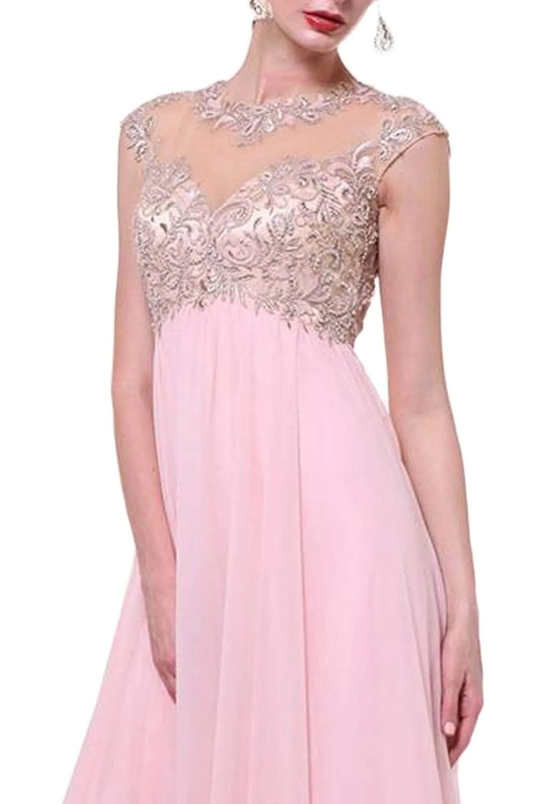 Embellished Illusion Formal Evening Gown 2025 Elegant Dress - Blush / 2 - Prom