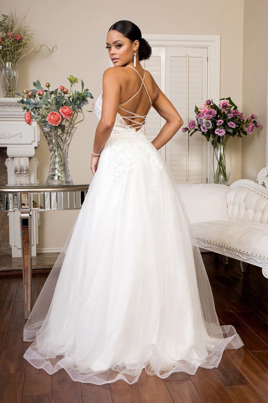 Embellished Lace Up Bridal Gown by Elizabeth K GL1916 - Wedding Dresses