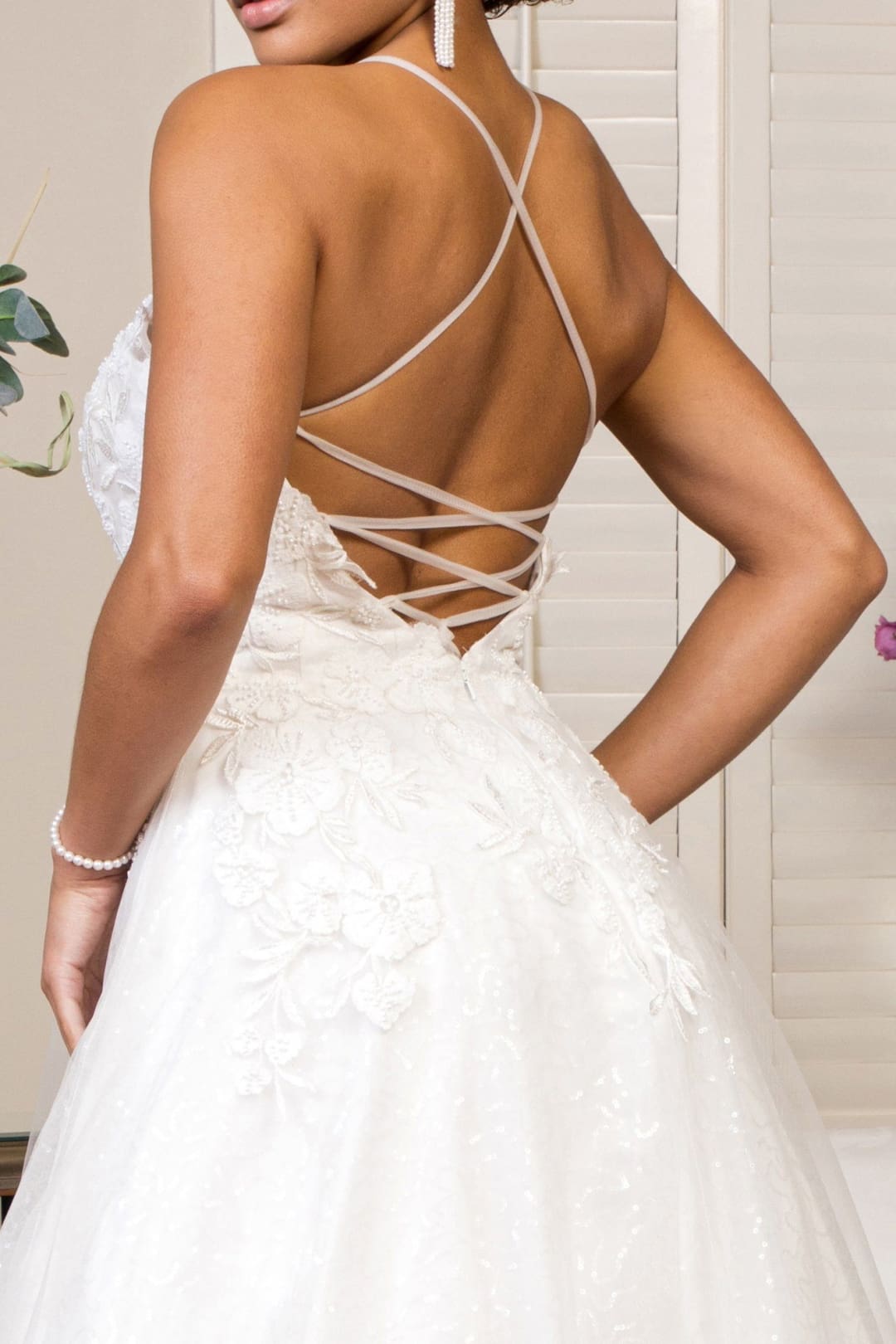 Embellished Lace Up Bridal Gown by Elizabeth K GL1916 - Wedding Dresses
