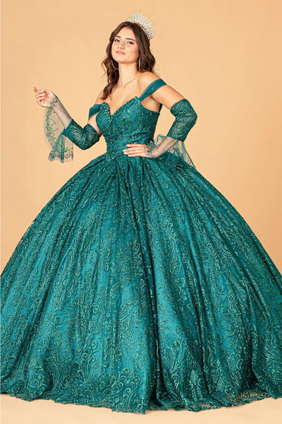 Embellished Off Shoulder Ball Gown by Elizabeth K GL3073 - XS / Green - Quinceanera Dresses