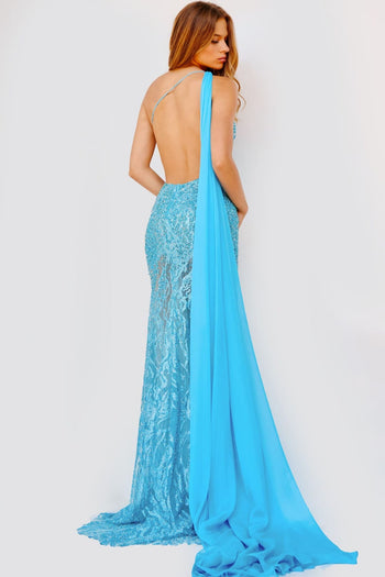 Embellished One Shoulder Slit Gown by Jovani 22602 - Long Formal Dresses