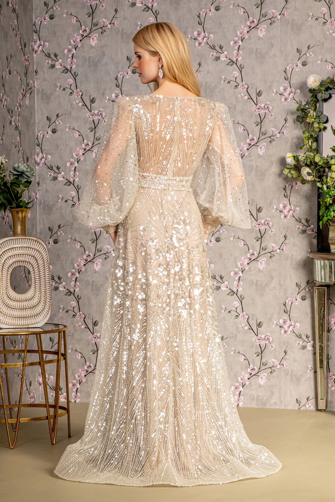 Embellished Puff Sleeve A-line Gown by GLS Gloria GL3497 - Long Formal Dresses