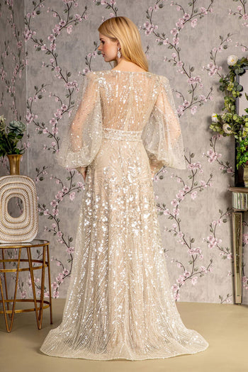 Embellished Puff Sleeve A-line Gown by GLS Gloria GL3497 - Long Formal Dresses
