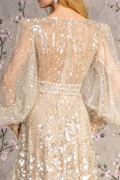 Embellished Puff Sleeve A-line Gown by GLS Gloria GL3497 - Long Formal Dresses