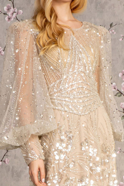 Embellished Puff Sleeve A-line Gown by GLS Gloria GL3497 - Long Formal Dresses