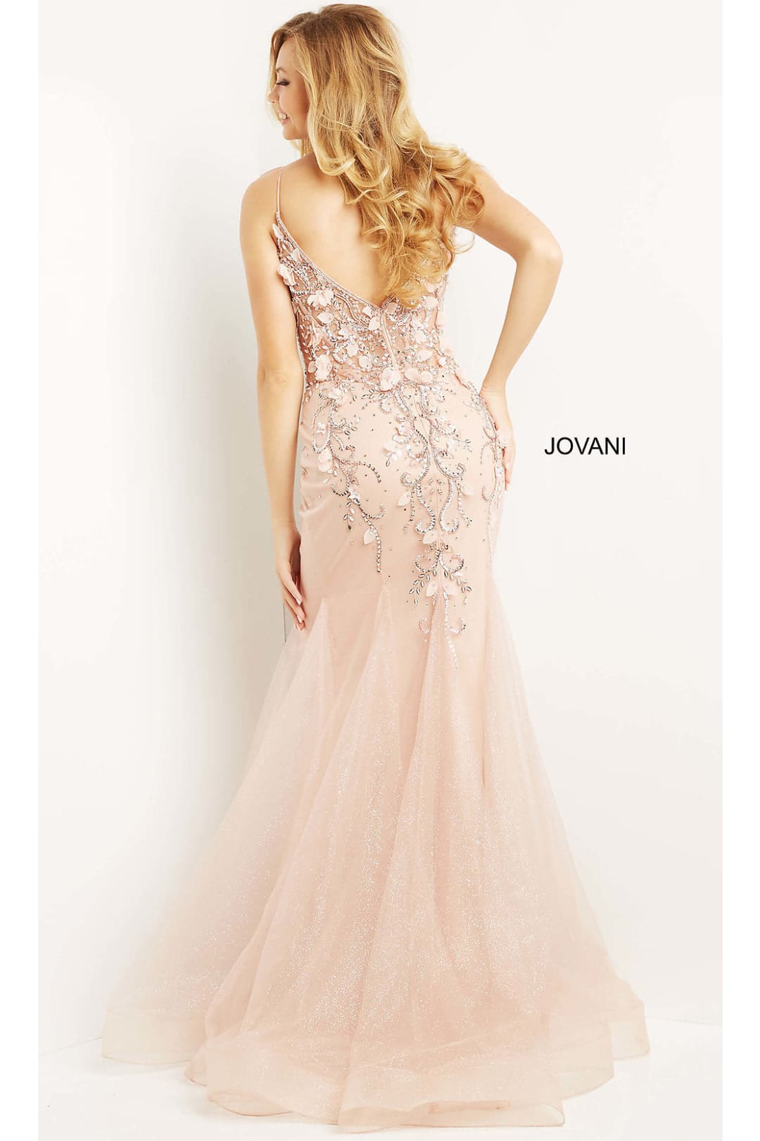 Embellished Sheer-Corset Blush Jovani Prom Dress - Apparel & Accessories > Clothing > Dresses