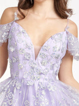 Embellished Short Cold Shoulder Dress by Elizabeth K GS1996