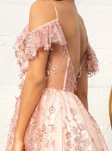 Embellished Short Cold Shoulder Dress by Elizabeth K GS1996