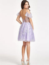 Embellished Short Cold Shoulder Dress by Elizabeth K GS1996