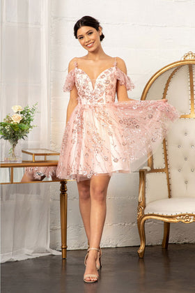 Embellished Cold Shoulder Dress by Elizabeth KGS1996