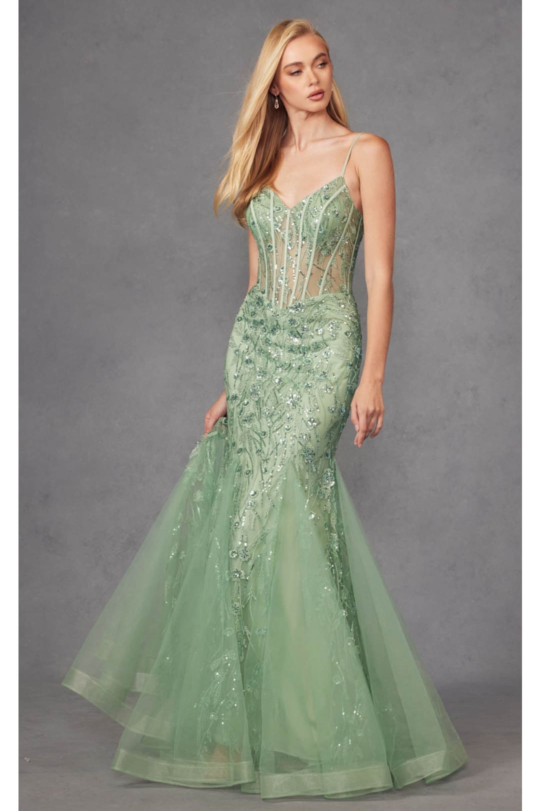 Embellished Sleeveless Mermaid Dress by Juliet JT2441S - Dress