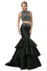 Embellished Tiered Mermaid Dress 2025 Elegant Formal Gown - Black / 2 - Prom