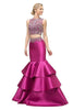 Embellished Tiered Mermaid Dress 2025 Elegant Formal Gown - Fuchsia / 2 - Prom