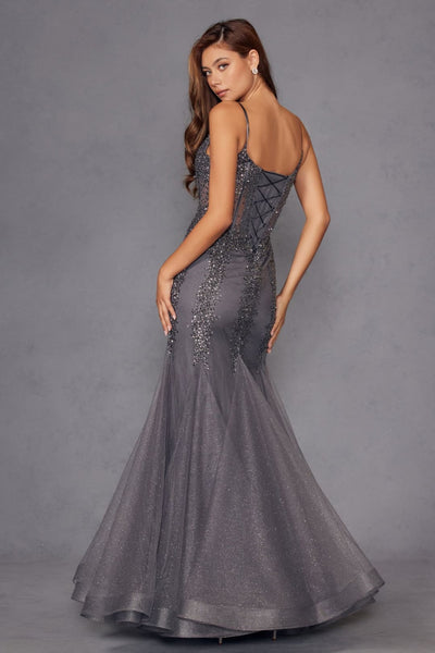 Embellished V-Neck Mermaid Dress by Juliet JT2883C - Long Formal Dresses