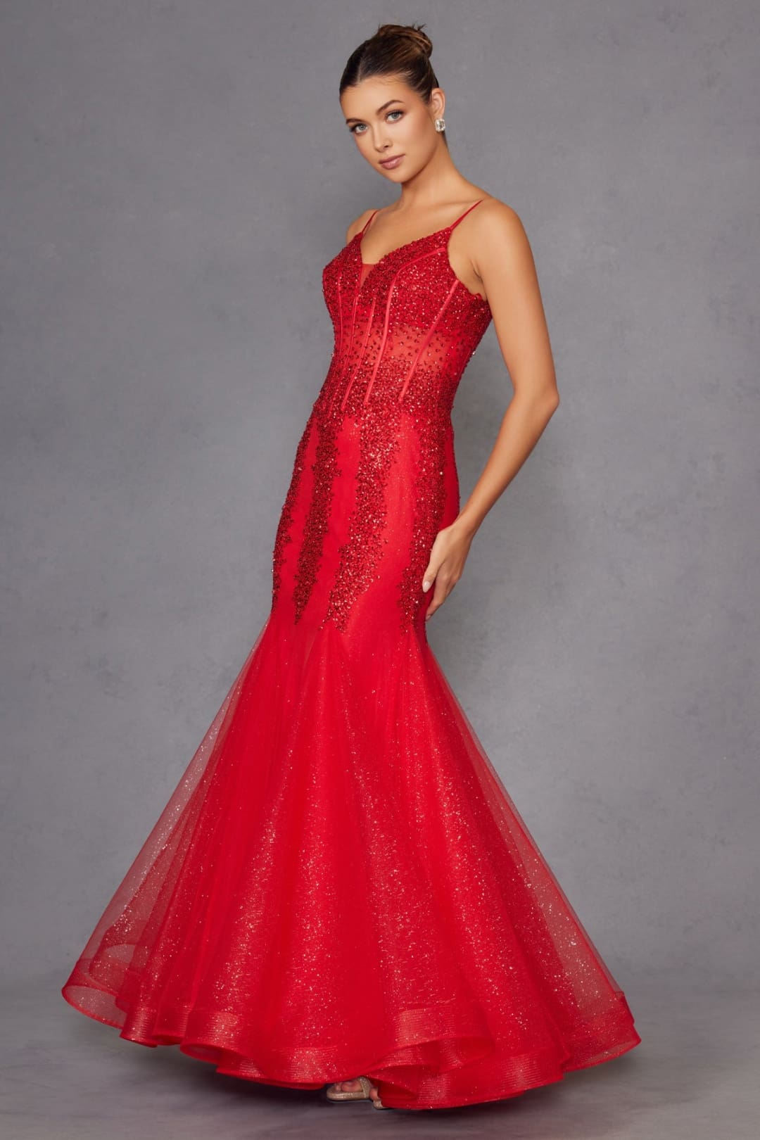 Embellished V-Neck Mermaid Dress by Juliet JT2883C - Long Formal Dresses