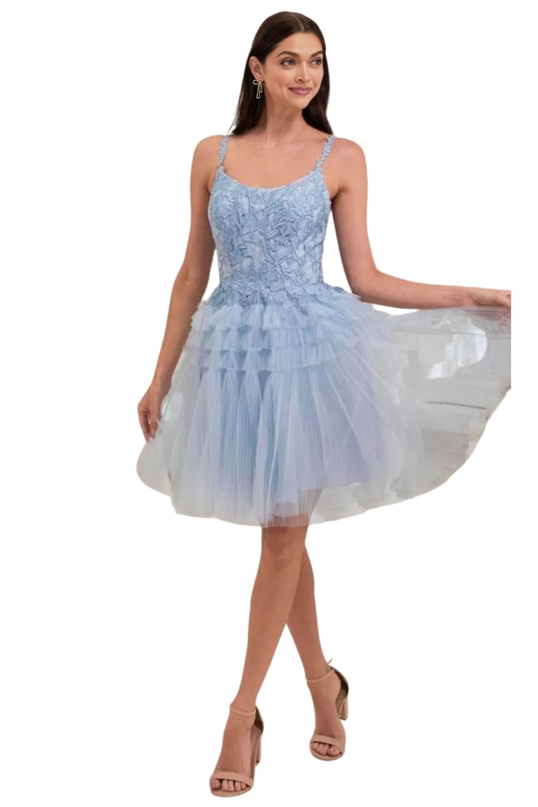 Embroidered A-Line Cocktail Dress 2025 Elegant Evening Gown - Blue / XXS - Prom