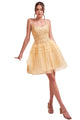 Embroidered A-Line Cocktail Dress 2025 Elegant Evening Gown - Champagne Gold / XXS - Prom