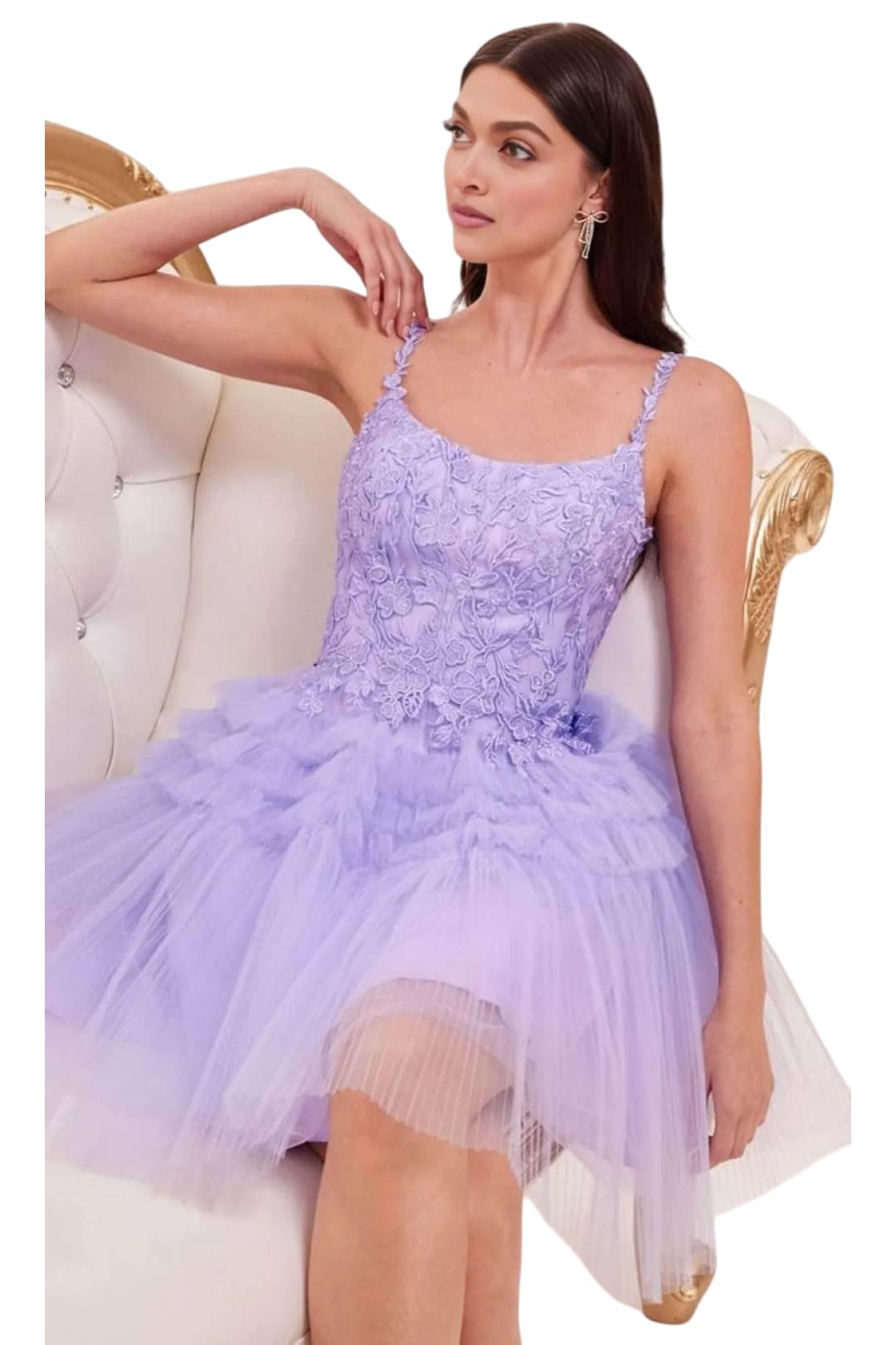 Embroidered A-Line Cocktail Dress 2025 Elegant Evening Gown - Lavender / XXS - Prom
