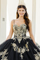 Embroidered Applique Cape Ball Gown by Bella Princess PQ1016