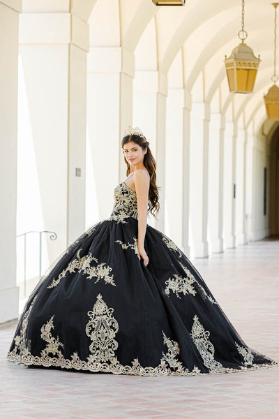 Embroidered Applique Cape Ball Gown by Bella Princess PQ1016