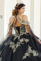 Embroidered Applique Cape Ball Gown by Bella Princess PQ1016