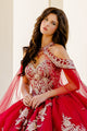Embroidered Applique Cape Ball Gown by Bella Princess PQ1016