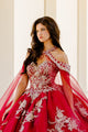 Embroidered Applique Cape Ball Gown by Bella Princess PQ1016