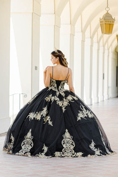 Embroidered Applique Cape Ball Gown by Bella Princess PQ1016