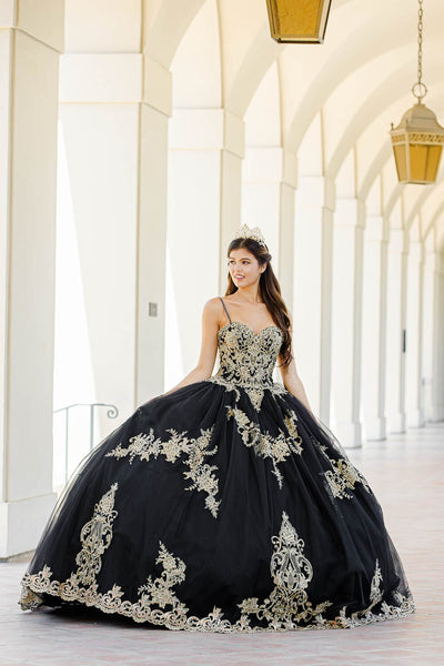 Embroidered Applique Cape Ball Gown by Bella Princess PQ1016