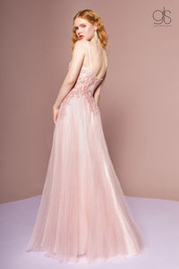 Embroidered Bodice Glitter A-line Gown by Elizabeth K GL2694 - Long Formal Dresses