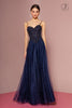 Embroidered Bodice Glitter A-line Gown by Elizabeth K GL2694-Long Formal Dresses-ABC Fashion