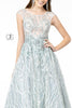 Embroidered Cap Sleeve Gown with Sheer Bodice by Elizabeth K GL2890 - Long Formal Dresses