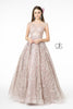 Embroidered Cap Sleeve Gown with Sheer Bodice by Elizabeth K GL2890 - XL / Mauve - Long Formal Dresses