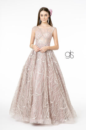 Embroidered Cap Sleeve Gown by Elizabeth KGL2890