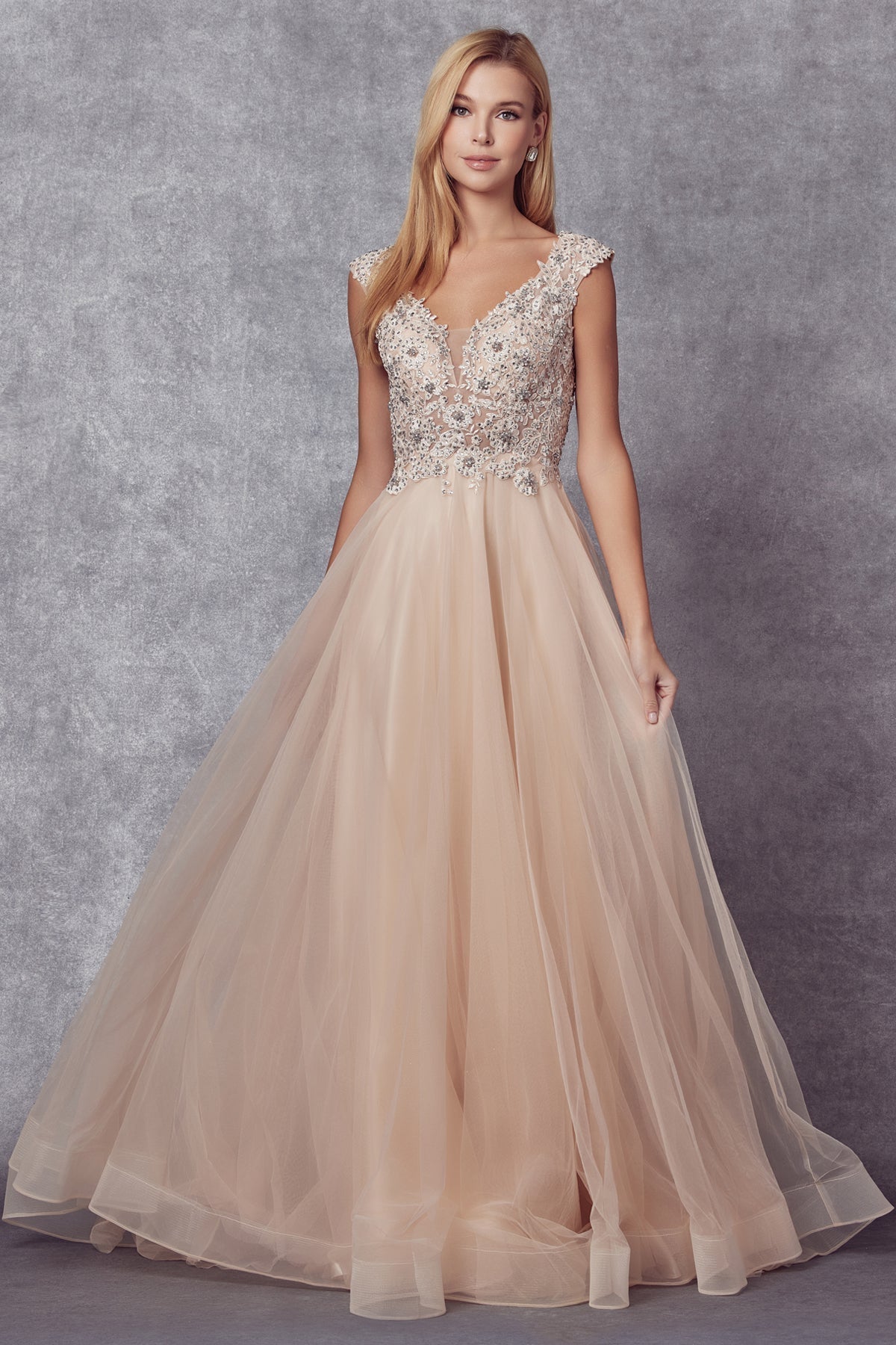 Juliet Champagne Long Formal Dresses