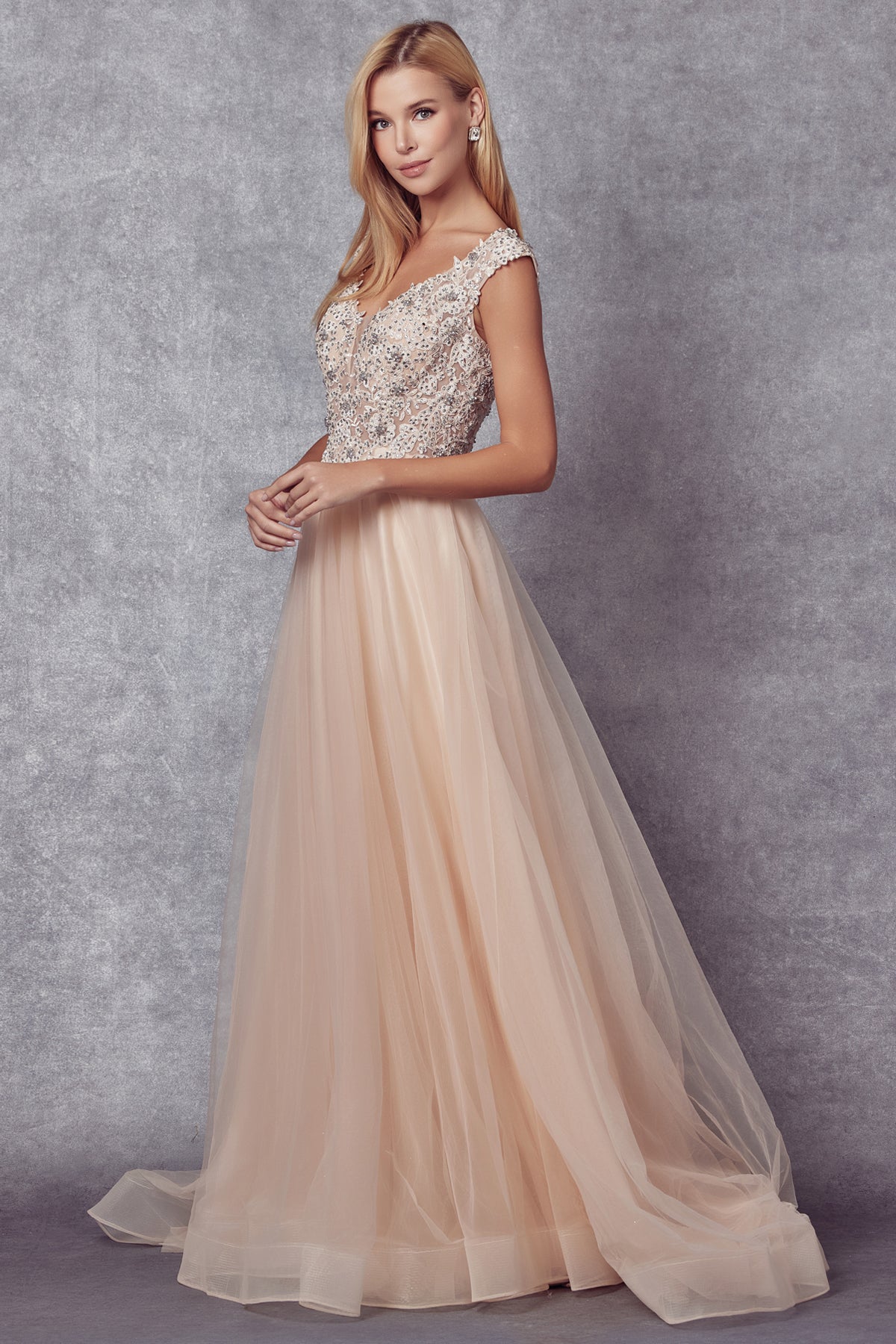 Juliet Champagne Long Formal Dresses