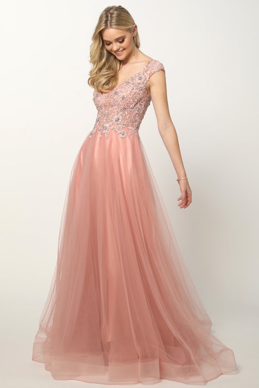 Juliet Champagne Long Formal Dresses