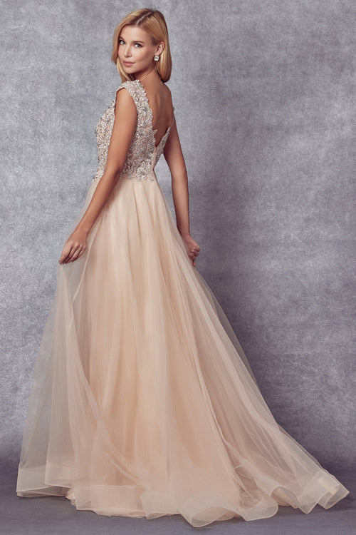 Juliet Champagne Long Formal Dresses