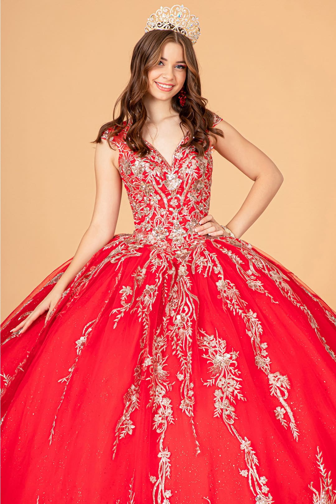 Embroidered Cape Ball Gown by Elizabeth K GL3076 - Quinceanera Dresses
