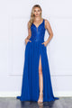 Poly USA 9366 Embroidered Chiffon Sleeveless Slit Gown