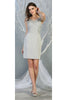 Embroidered Cocktail Classy Dress - SILVER / 4