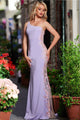 Embroidered Fitted One Shoulder Gown by Jovani 220490 - 00 / Lilac/Multi - Long Formal Dresses
